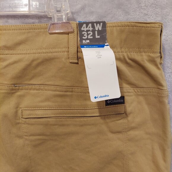 NWT Columbia pants Mens 44x32 Tan back zip pockets Slim stretch business casual - Picture 10 of 15